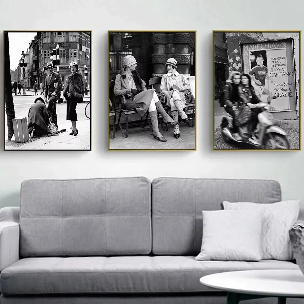 Street Fashion Art - Impresión fotográfica Vintage en blanco y