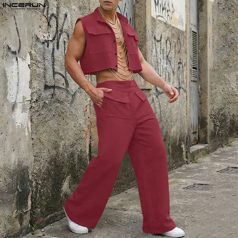 Street Fashion Casual - Conjuntos INCERUN para Hombre, Camiseta sin