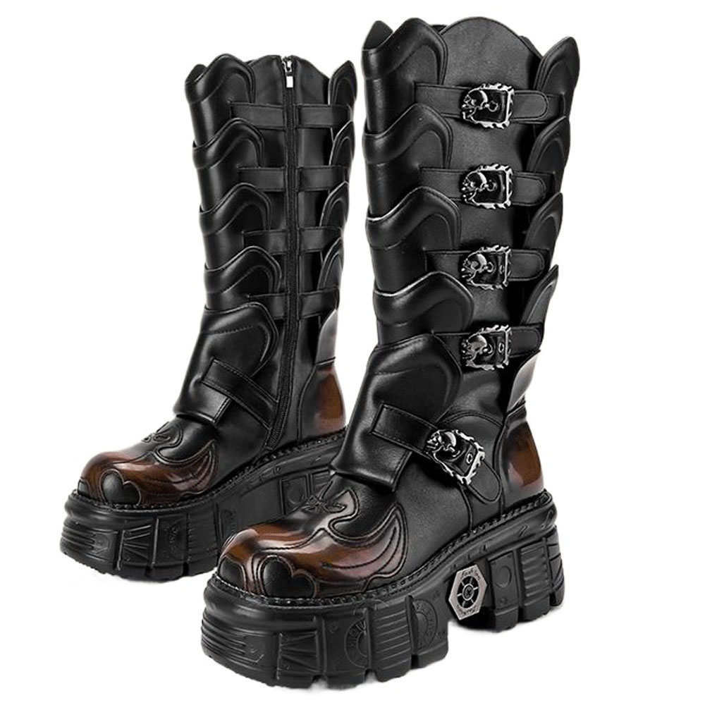 Street Fashion Punk - Botas de moto de cuero genuino