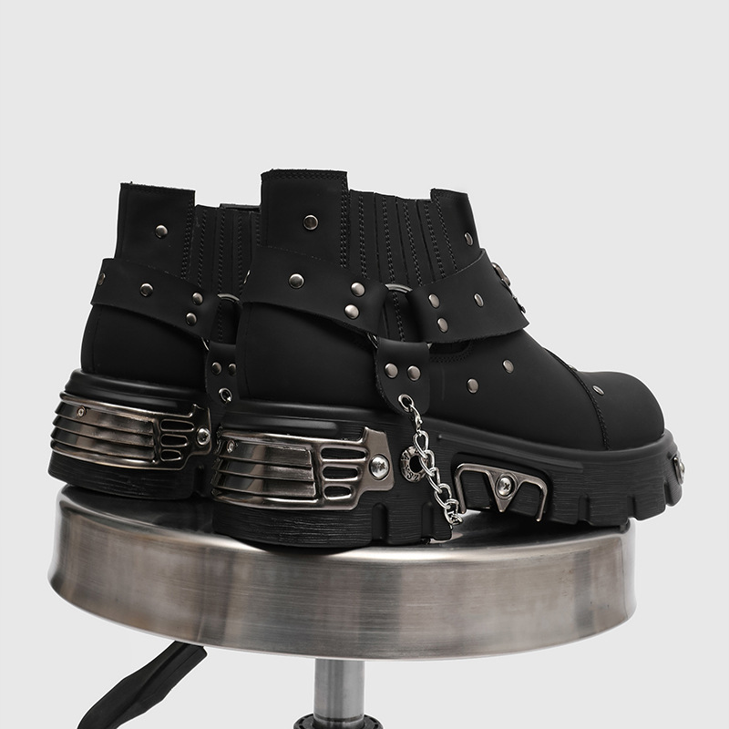 Street Fashion Punk - Botas de Motociclista de Metal con