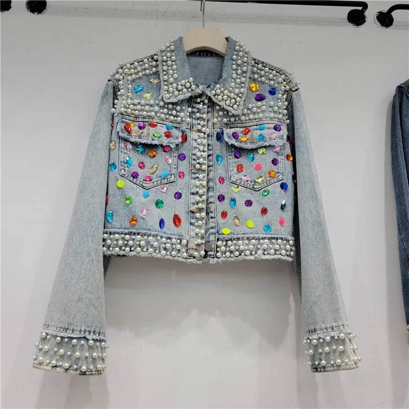 Otoño Mujer moda perla con cue - Street Fashion Jeans Women reseña y precio