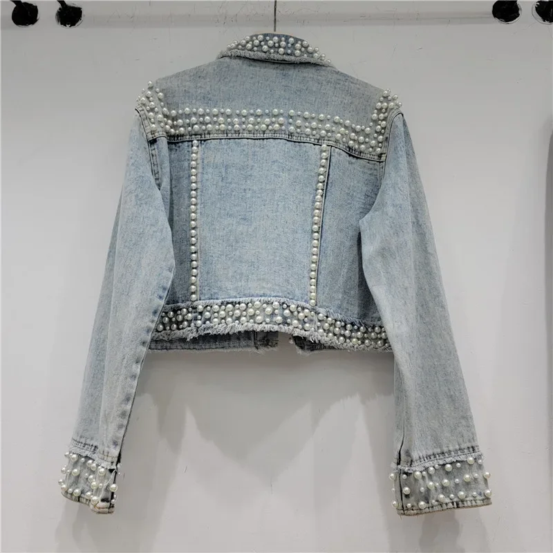 Otoño Mujer moda perla con cue - Street Fashion Jeans Women reseña y precio