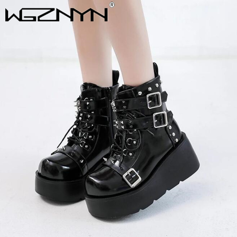 Botas de tacón alto con cuña p - Street Fashion Punk reseña y precio