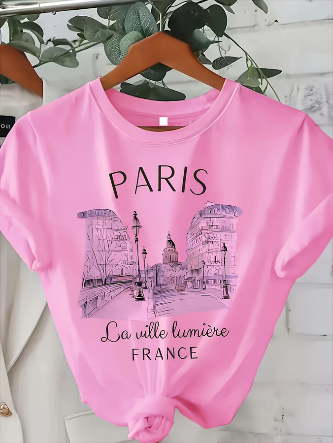 Camiseta de Cuello Redondo con - Street Fashion Paris 2025 Trends reseña y precio