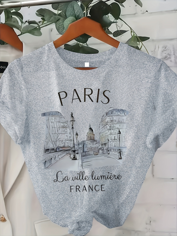 Camiseta de Cuello Redondo con - Street Fashion Paris 2025 Trends reseña y precio