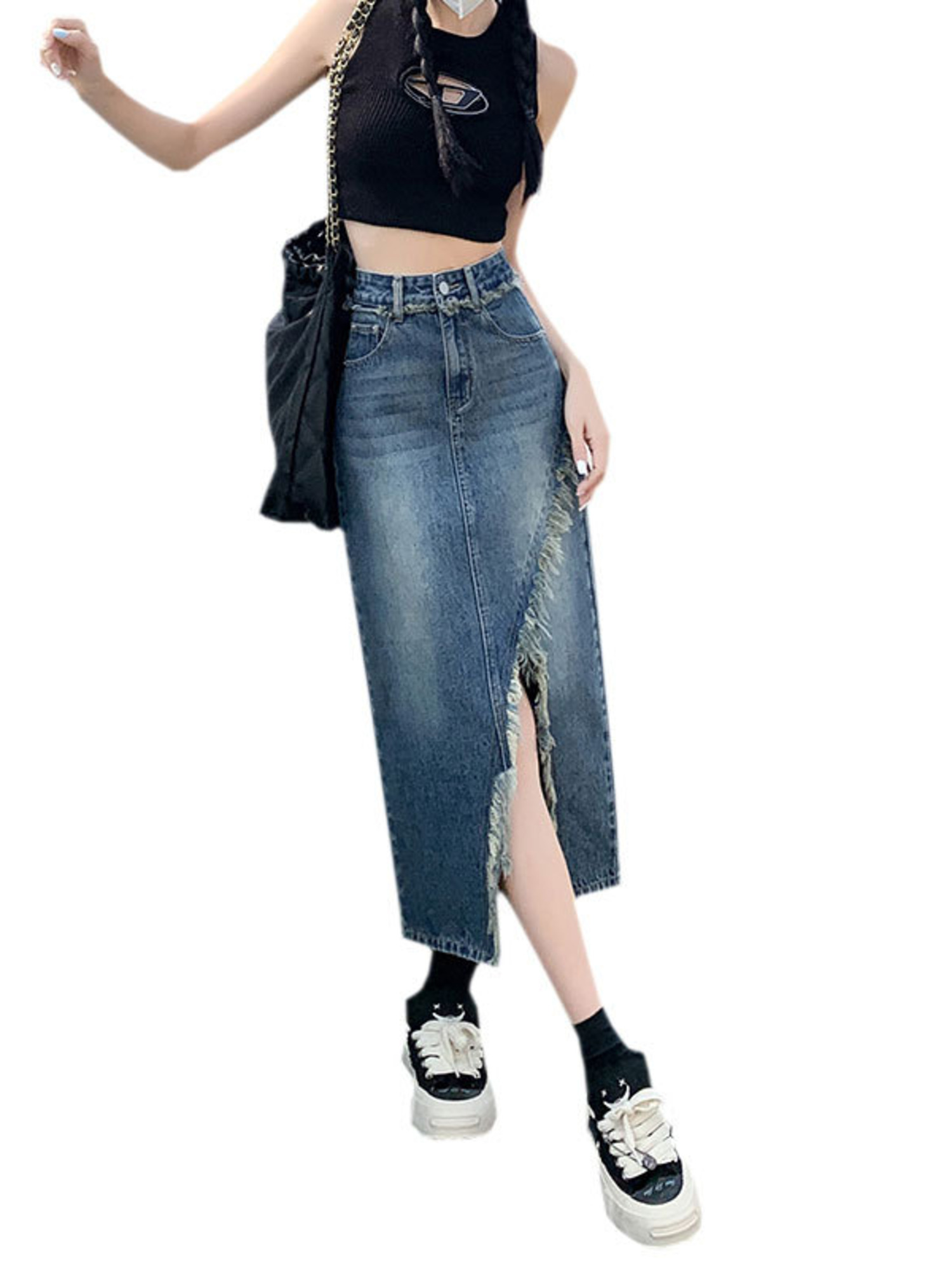 Falda vaquera de cintura alta  - Street Fashion Jeans Women reseña y precio